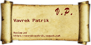 Vavrek Patrik névjegykártya
